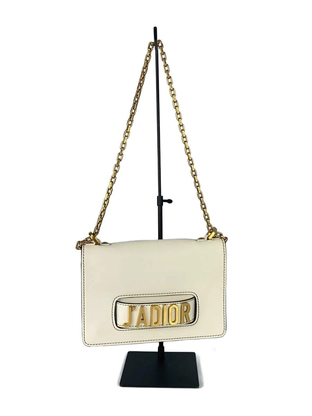 Christian Dior JADIOR Chain Shoulder Bag Leather White